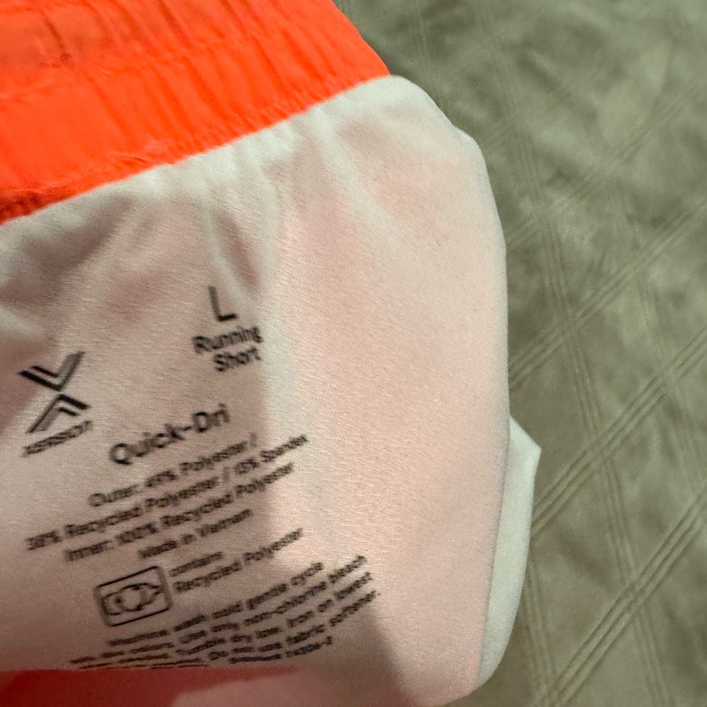 Xersion Women's Athletic Shorts - Neon Orange and White